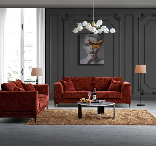 Lenox Sofa Range in Rust Velvet