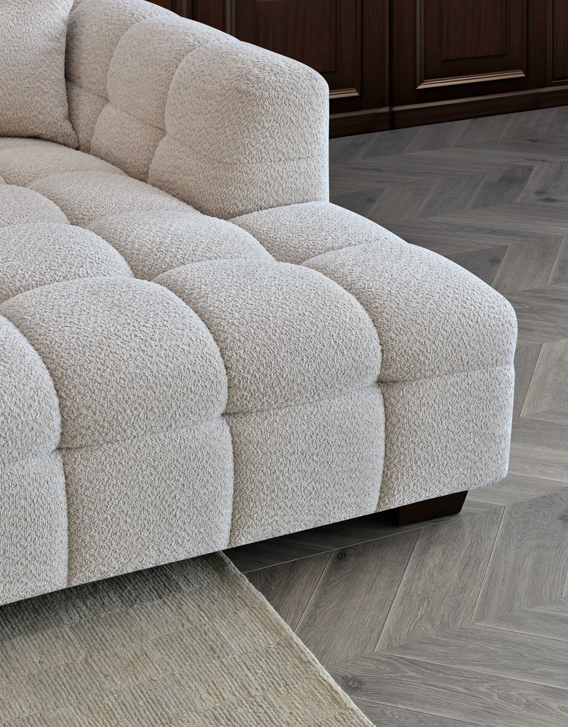 Tribeca Corner Group in Oatmeal Boucle Fabric