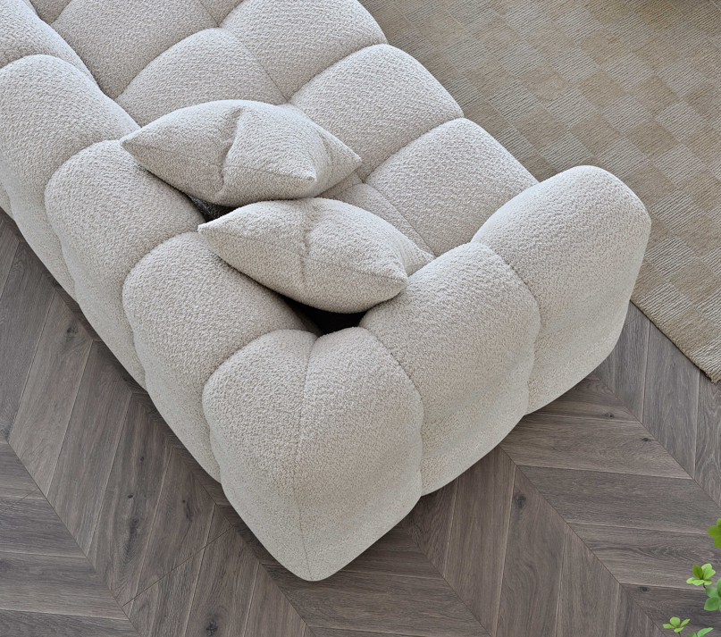 Tribeca Corner Group in Oatmeal Boucle Fabric