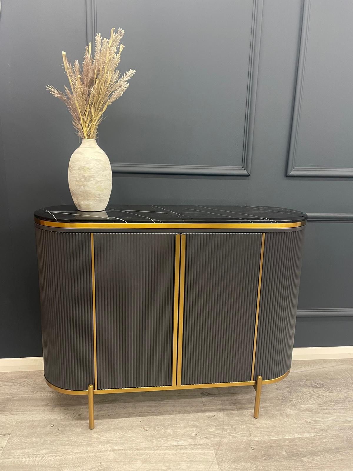 Dalia Ribbed Furniture Range - Midnight & Gold